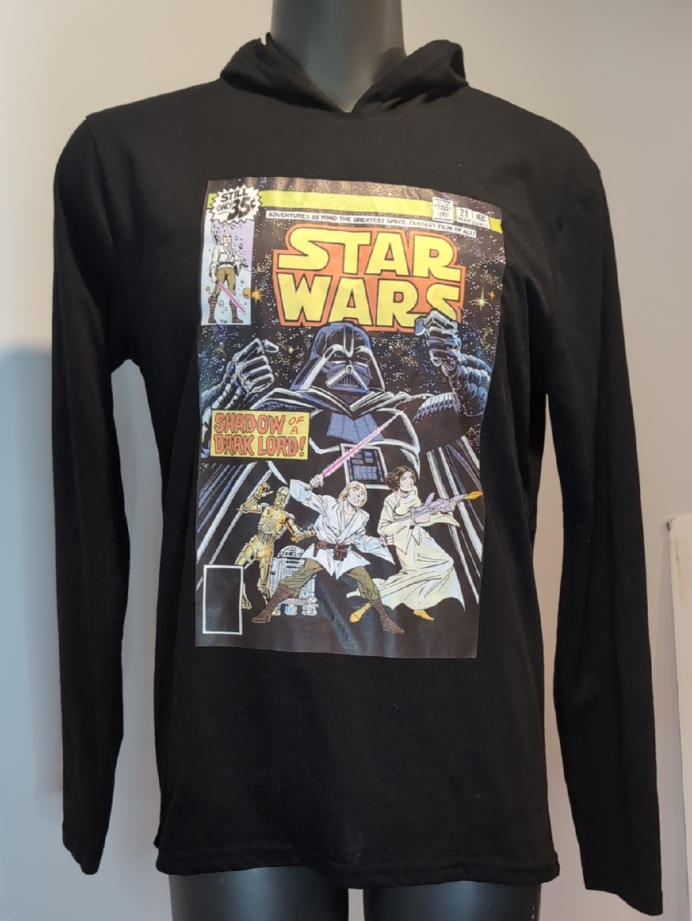 Star Wars Comic Graphic Black Hoodie Top Long Sleeve Tee Large
